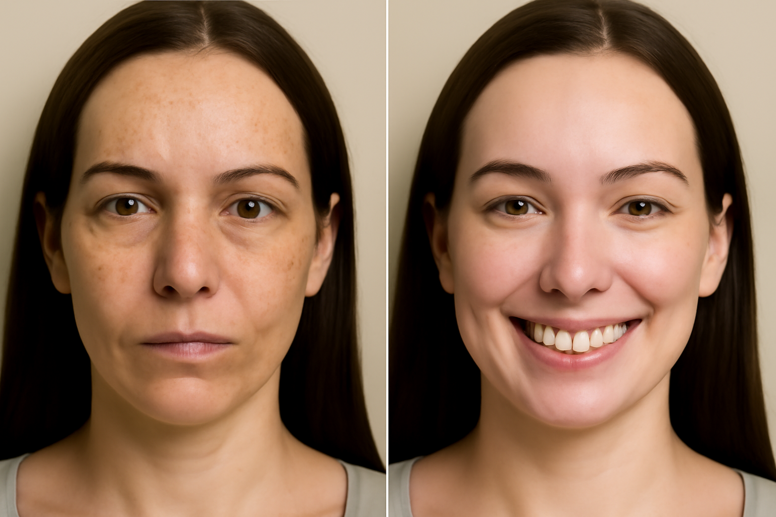 Antes e Depois do tratamento Pele de Ryca - Pele sem manchas da Dani