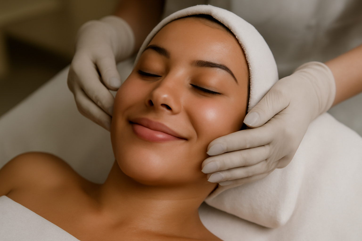 Rosto recebendo tratamento facial